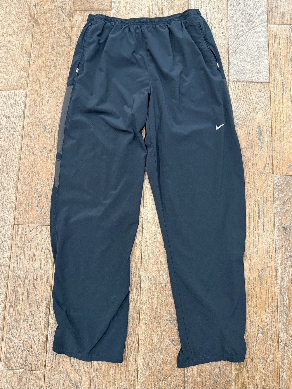 Nike Men’s L Dri-FIT Stretch Woven Track Pants Navy Blue Ankle Zip vintage 2011